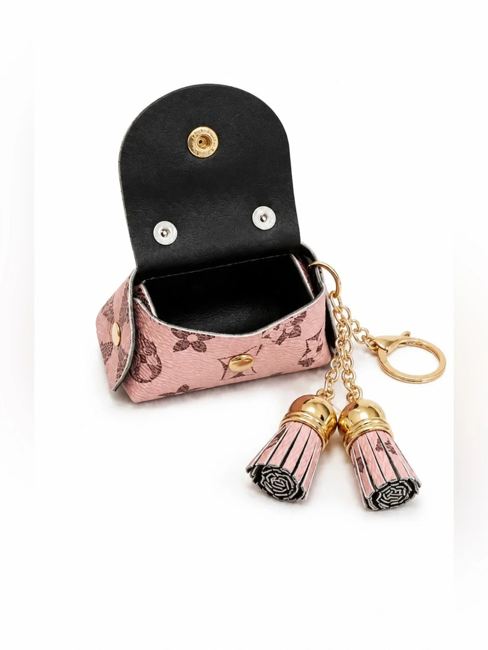 Designer Style Mini Handbag Tassel Keychain Handbag Charm Coin Purse Pink Gold